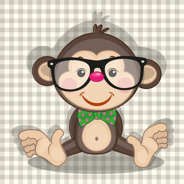 Cute Hipster Monkey — Stock Vector