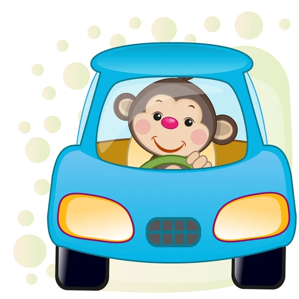 Monkey in a car — Stock Vector