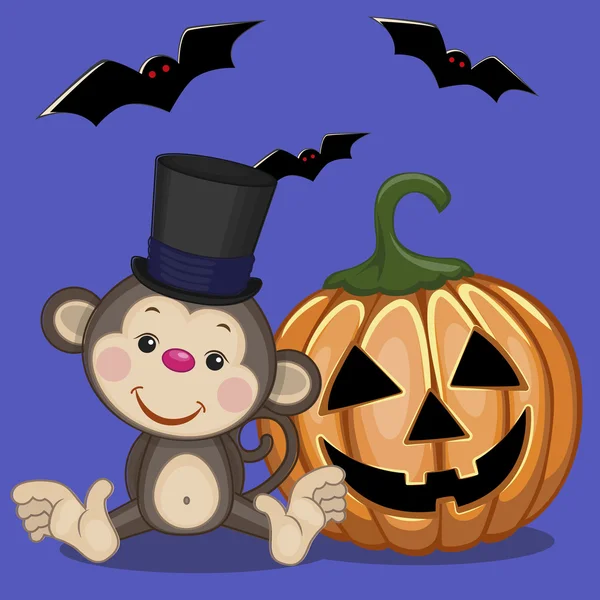 Halloween opice s dýně — Stockový vektor
