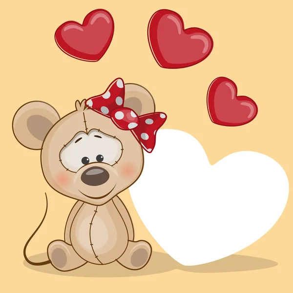 Ratón con corazones — Vector de stock