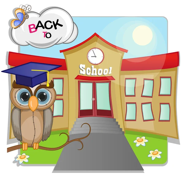 Hibou et école — Image vectorielle