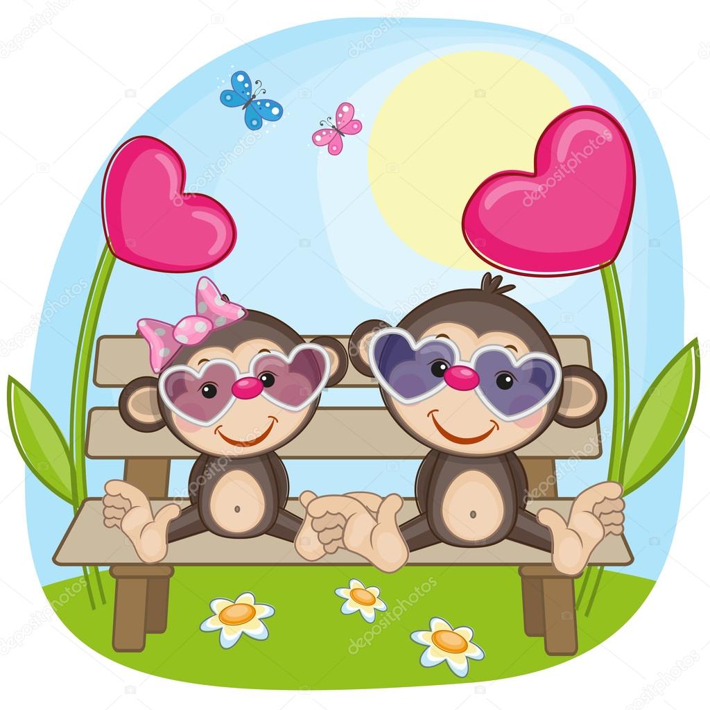 Lovers monkeys Valentine card