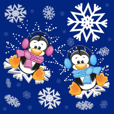 İki sevimli penguenler