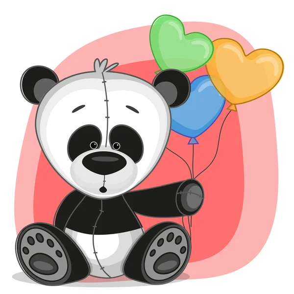 Panda with baloons — Stock Vector