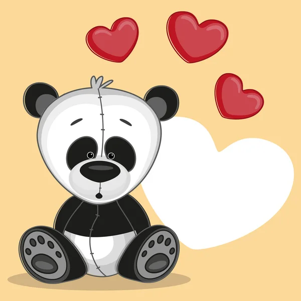 Panda with hearts — Stock Vector