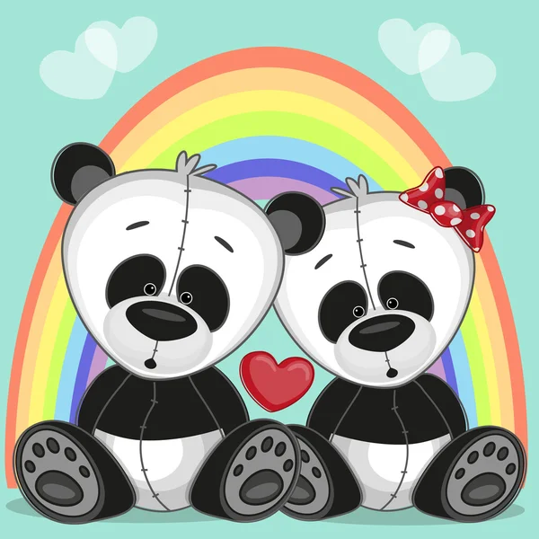 Cute Panda's Lovers — Stockvector