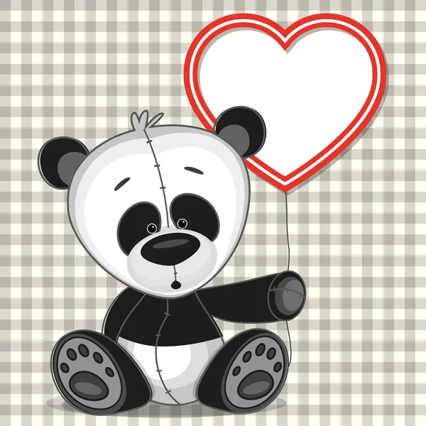 Panda con marco de corazón — Vector de stock