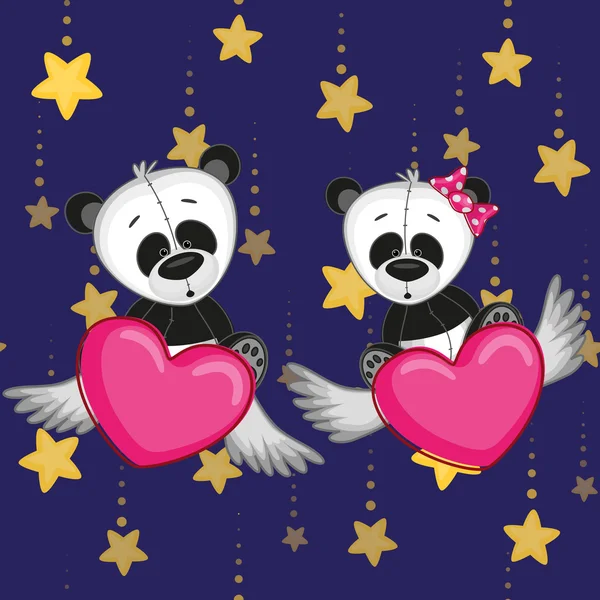 Amoureux mignons pandas — Image vectorielle