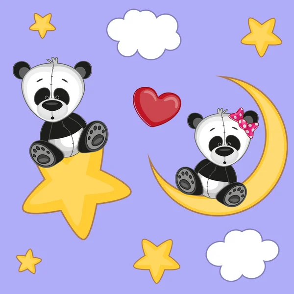 Cute Panda's Lovers — Stockvector