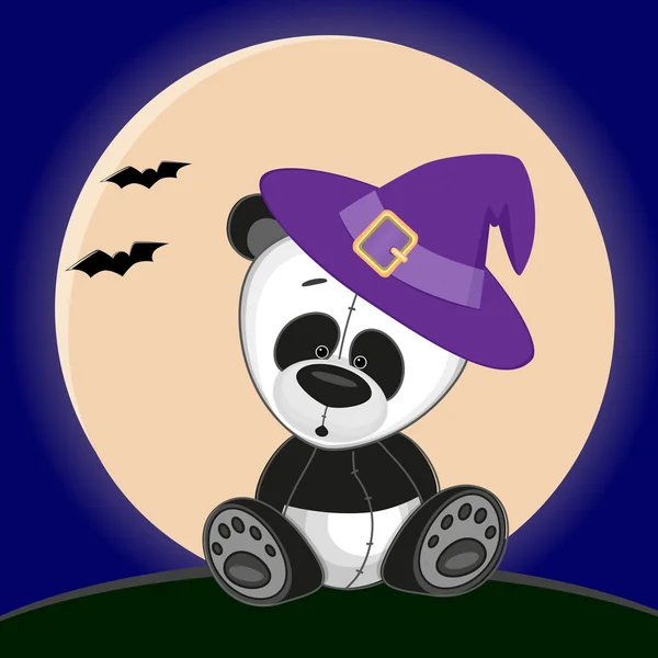 Halloween Panda in hat — Stock Vector