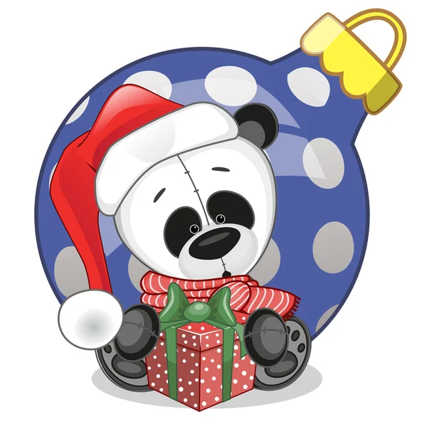 Panda dans un chapeau de Père Noël — Image vectorielle
