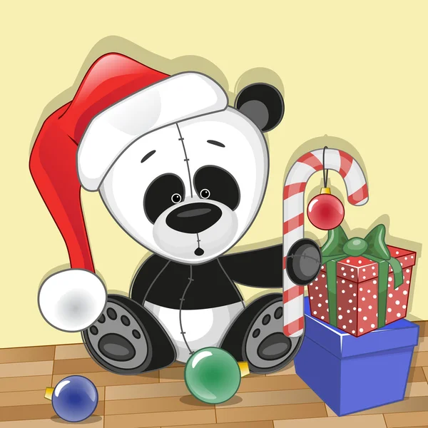 Şirin Santa Panda — Stok Vektör