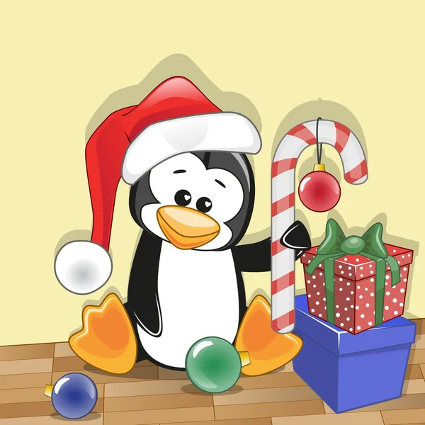 Söt Santa pingvin — Stock vektor