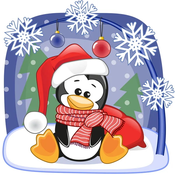 Söt Santa pingvin — Stock vektor