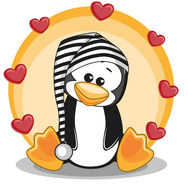 PENGUINO CON CORAZONES — Archivo Imágenes Vectoriales