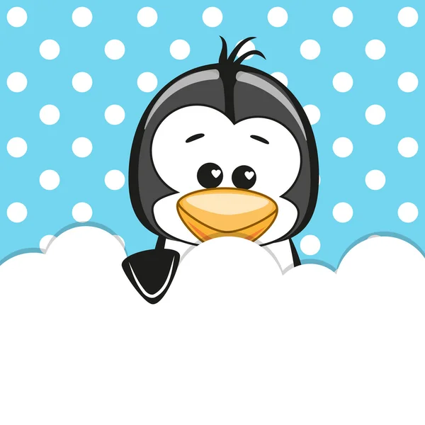 Penguin peeking out  the cloud — Stock Vector