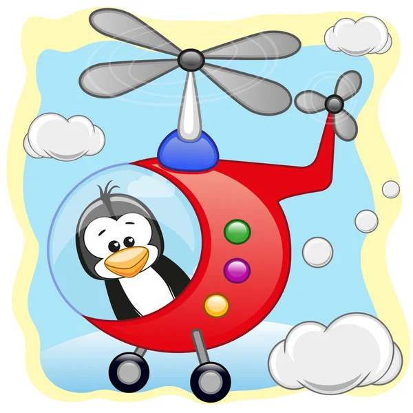 Cute Penguin in helicopter — Stock Vector