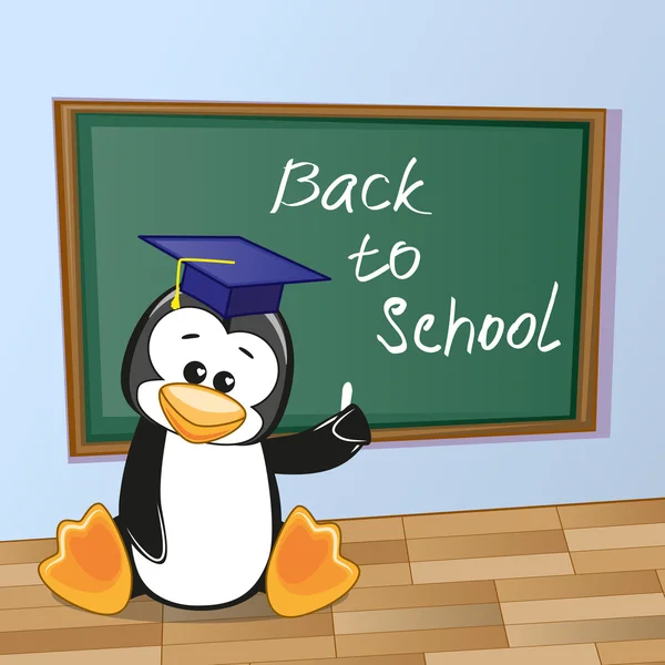 教室で書いた漫画のペンギン — ストックベクタ