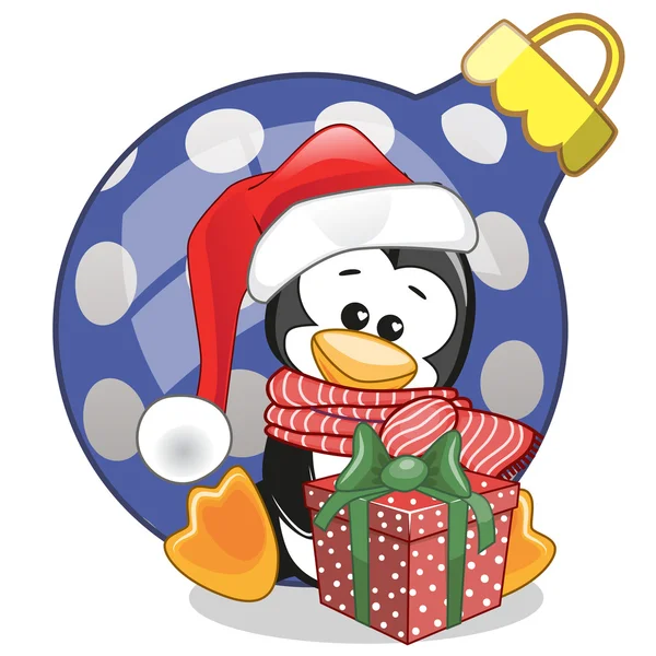 Penguin in a Santa hat — Stock Vector