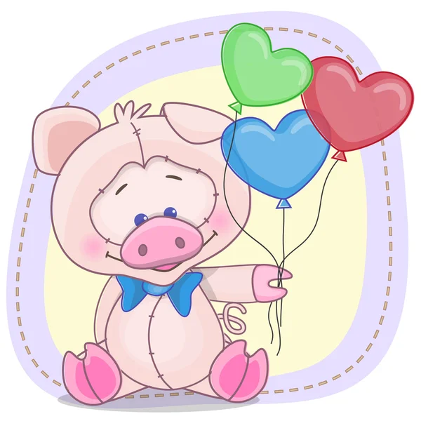 Cerdo con globos — Archivo Imágenes Vectoriales