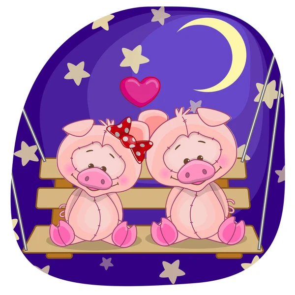 Cute  Lovers Pigs — Stock Vector