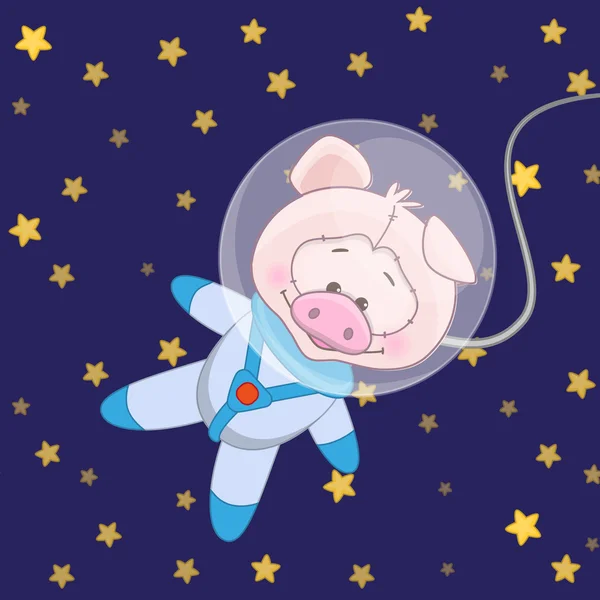 귀여운 돼지 우주 비행사 — 스톡 벡터