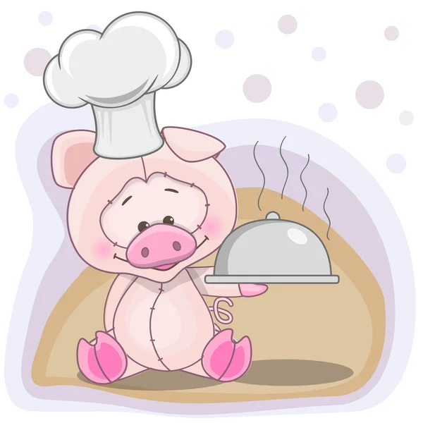 Cute Cook Pig — Stock Vector