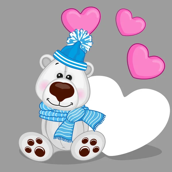 Ours polaire avec des cœurs — Image vectorielle
