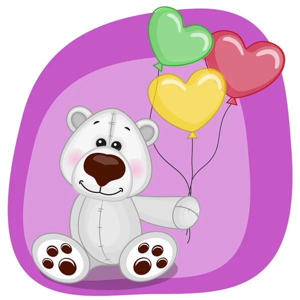 Oso polar con globos — Vector de stock