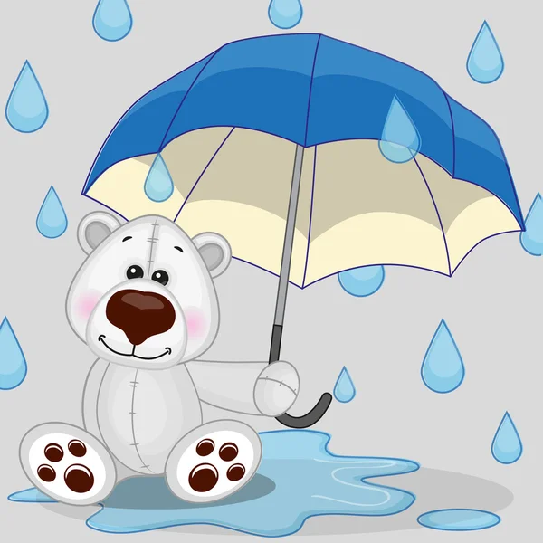 Orso polare con ombrello — Vettoriale Stock