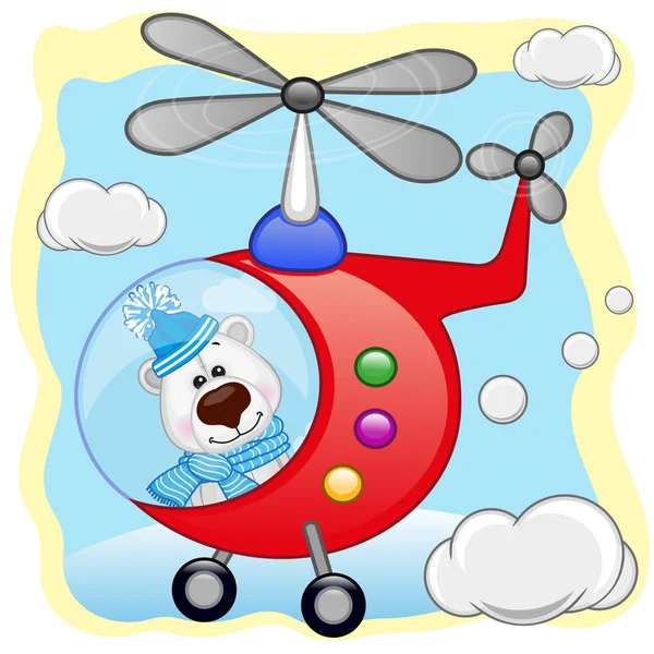 Polar Bear in helicopter — Stock Vector