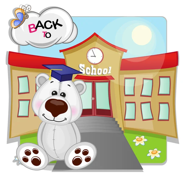 Oso Polar y escuela — Vector de stock