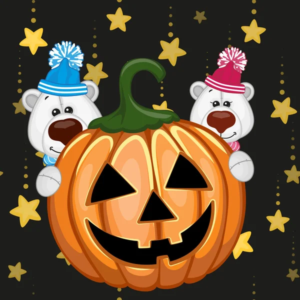 ハロウィンかぼちゃのホッキョクグマ — ストックベクタ