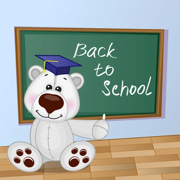 Zeichentrick-Eisbär schrieb im Klassenzimmer — Stockvektor