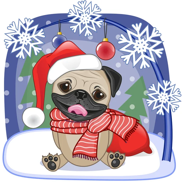 Santa Mops pes — Stockový vektor