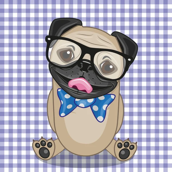 Hipster Pug Dog — Vetor de Stock