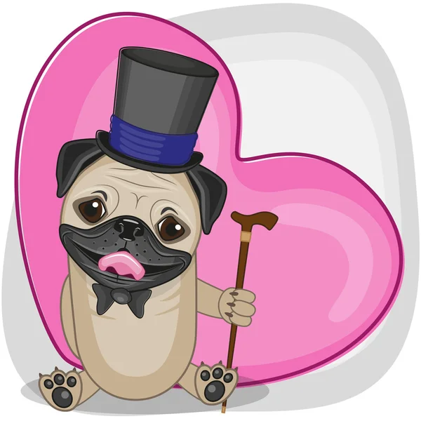 Pug Dog in hat — Stock Vector