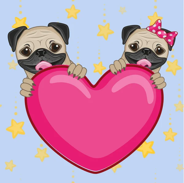 Lovers Pug Dogs — Stock Vector