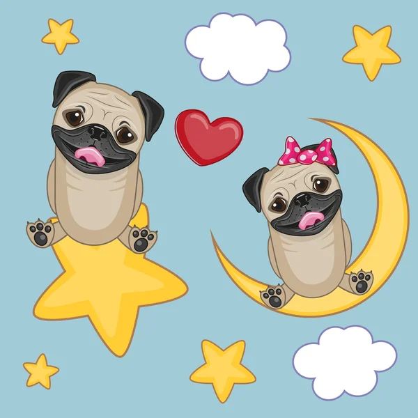 Liefhebbers Pug honden — Stockvector