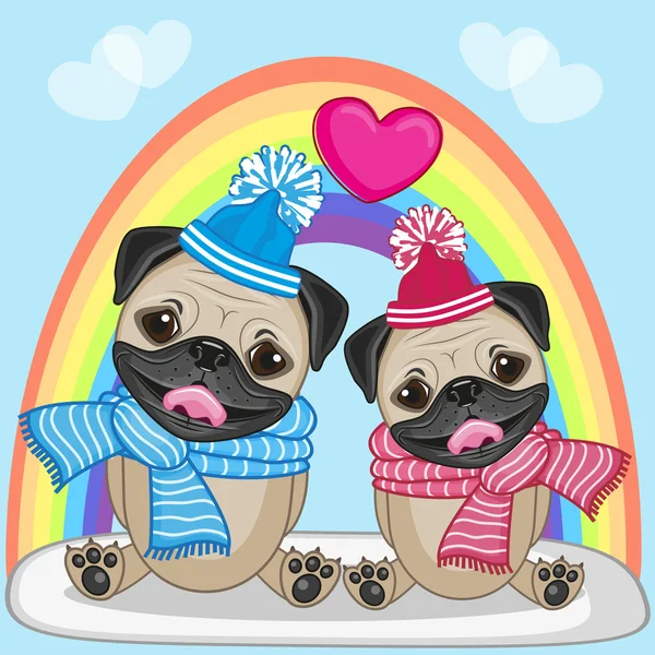 Lovers Pug Dogs — Stock Vector
