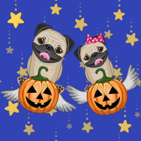 Halloween Dogs s dýně — Stockový vektor