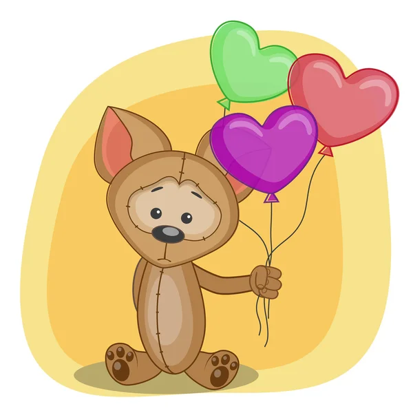 Chiot avec des ballons — Image vectorielle