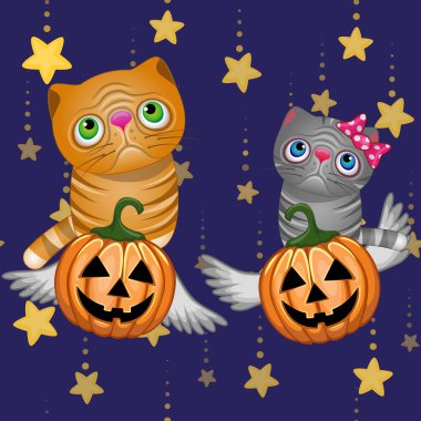 Cadılar Bayramı Balkabağı kedilerle