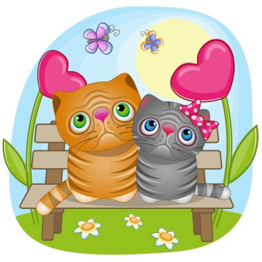 İki sevimli aşık kediler