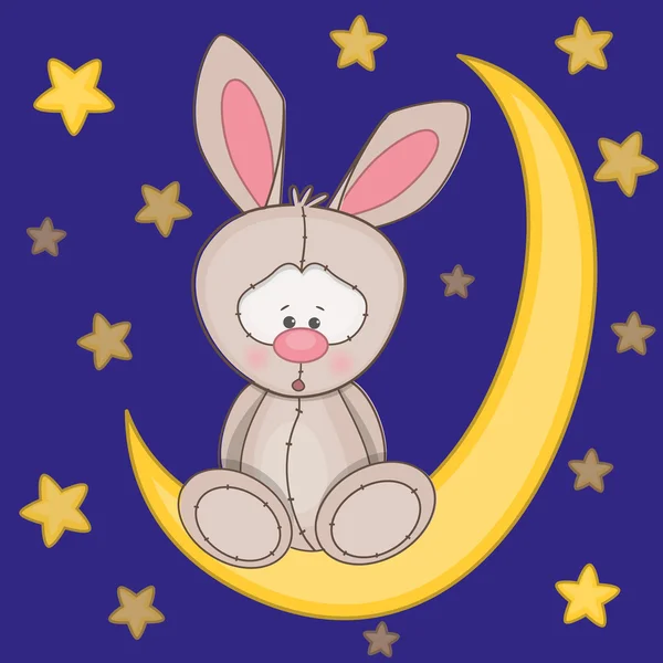 Conejo en la luna — Vector de stock