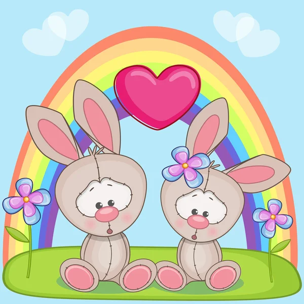 Cute  Lovers Rabbits — Stock Vector