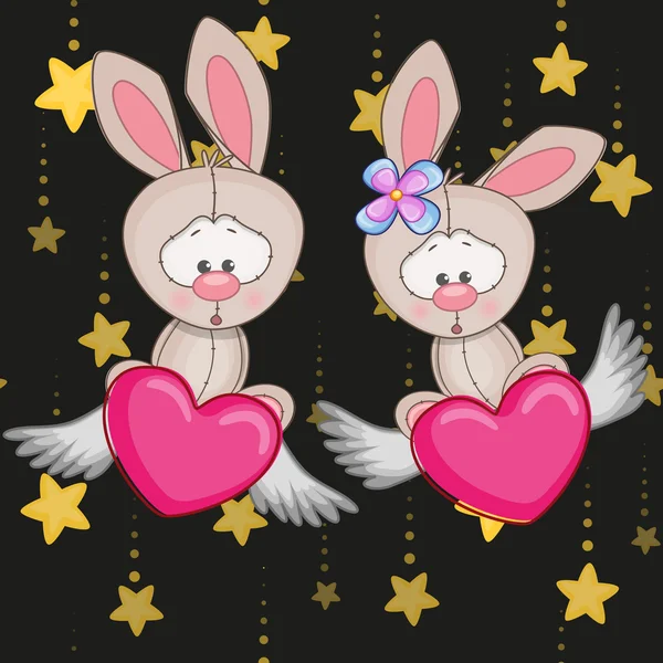 Cute Lovers Rabbits — Stock Vector