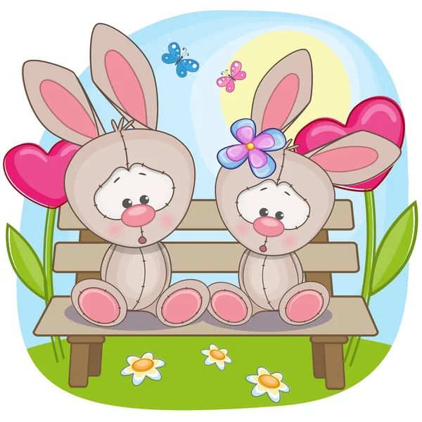 Cute Lovers Rabbits — Stock Vector