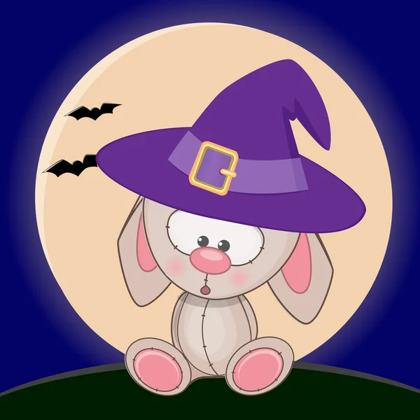 Lapin d'Halloween dans le chapeau — Image vectorielle