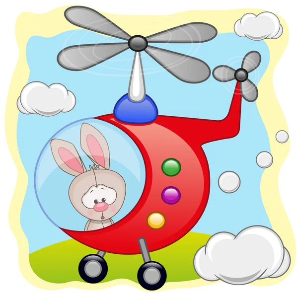 Rabbit in helicopter — Stock Vector